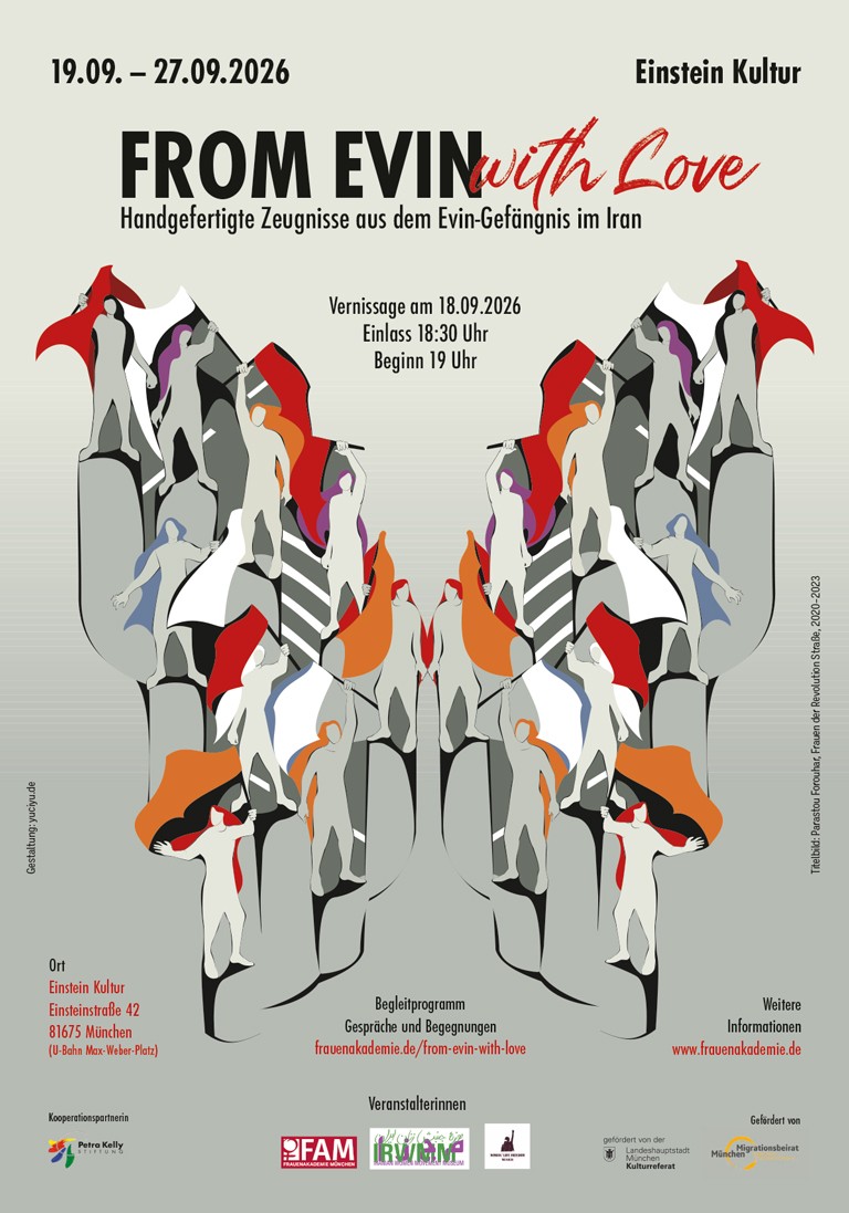 Veranstaltungsplakat der Ausstellung "From Evin with Love"
